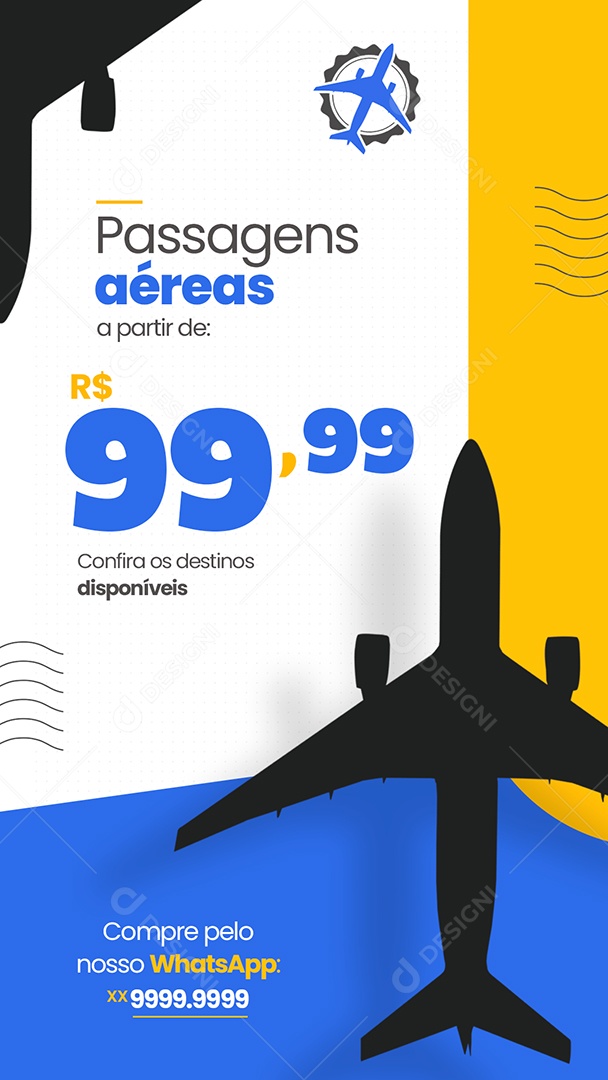 Story Social Media Feed Passagens Aéreas PSD Editável