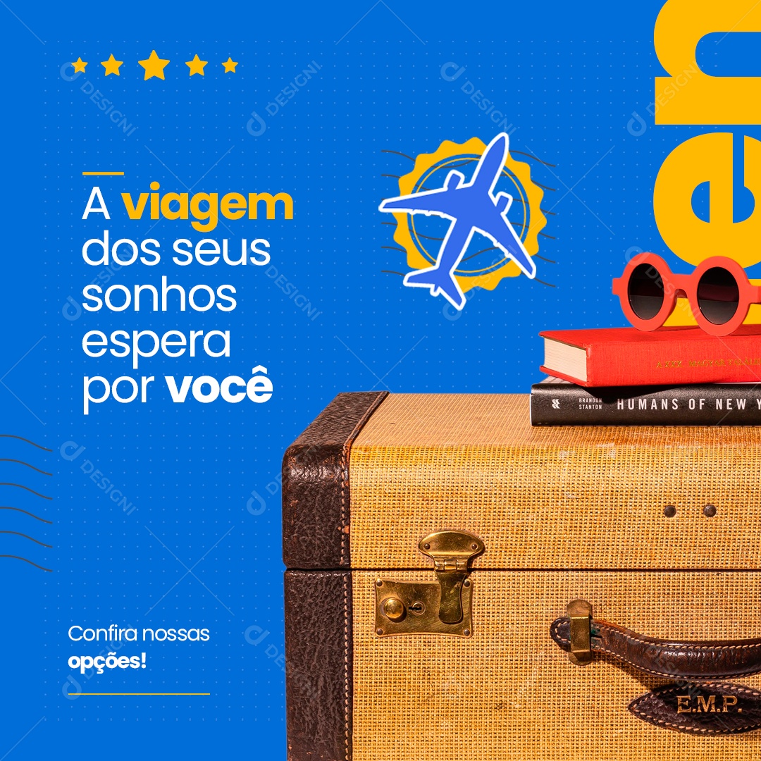 A Viagem Dos Seus Sonhos Social Media Feed Passagens Aéreas PSD Editável