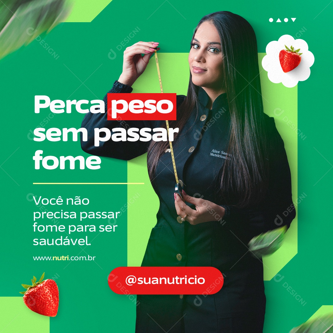 Perca Peso Sem Passar Fome Nutricionista Social Media PSD Editável
