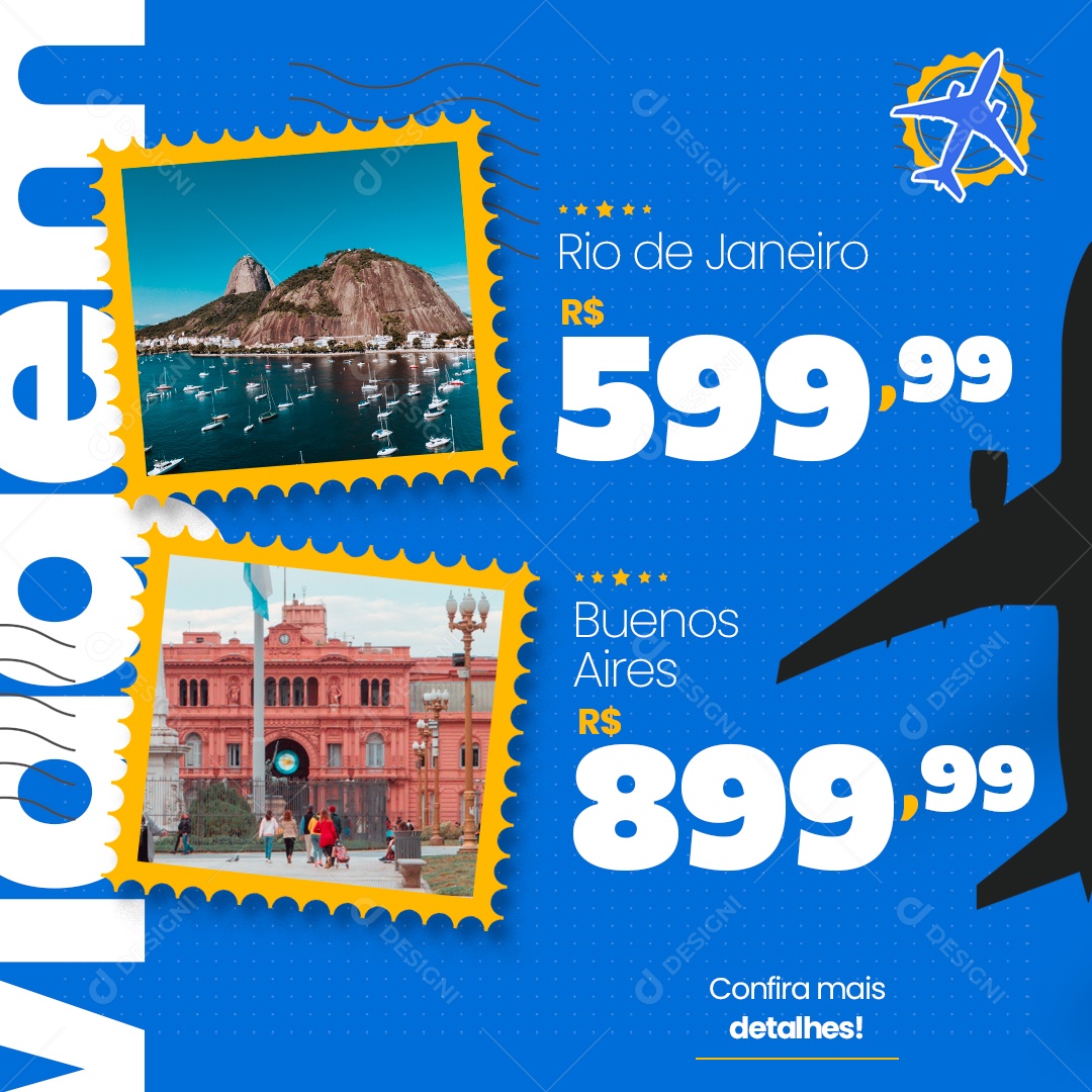 Social Media Feed Passagens Aéreas PSD Editável