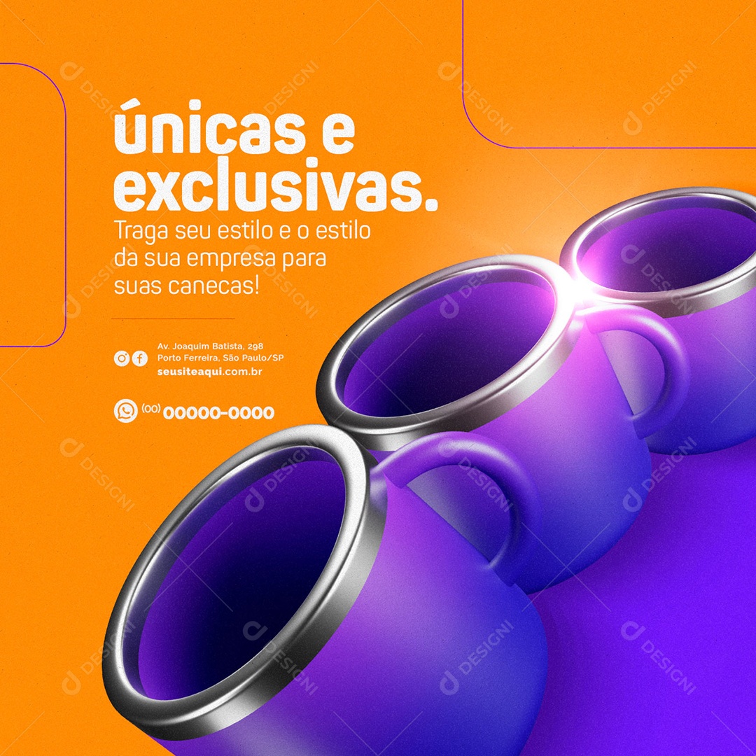 Únicas E Exclusivas Traga Seu Estilo Loja De Caneca Social Media PSD Editável