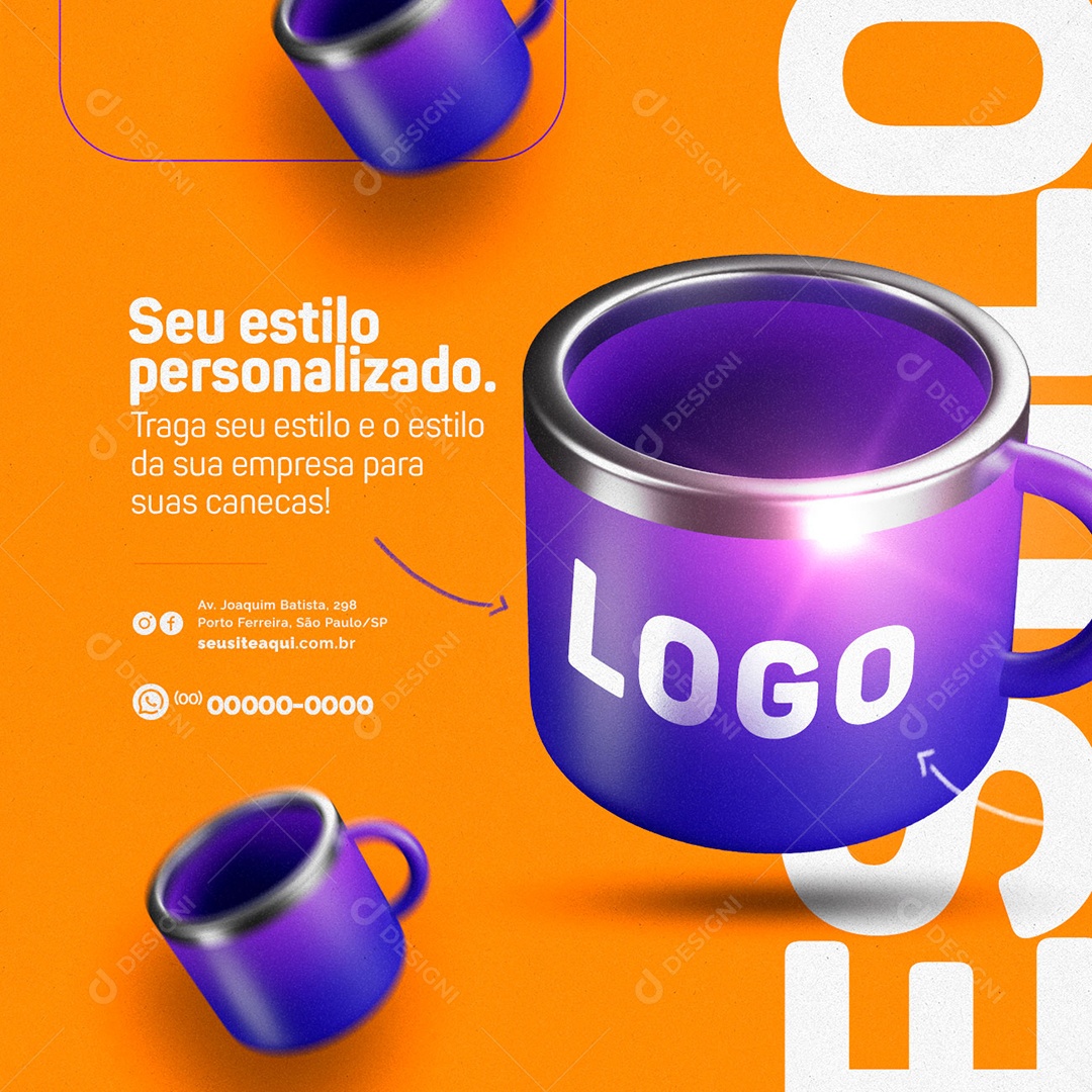 Seu Estilo Personalizado Traga Seu Estilo Loja De Caneca Social Media PSD Editável