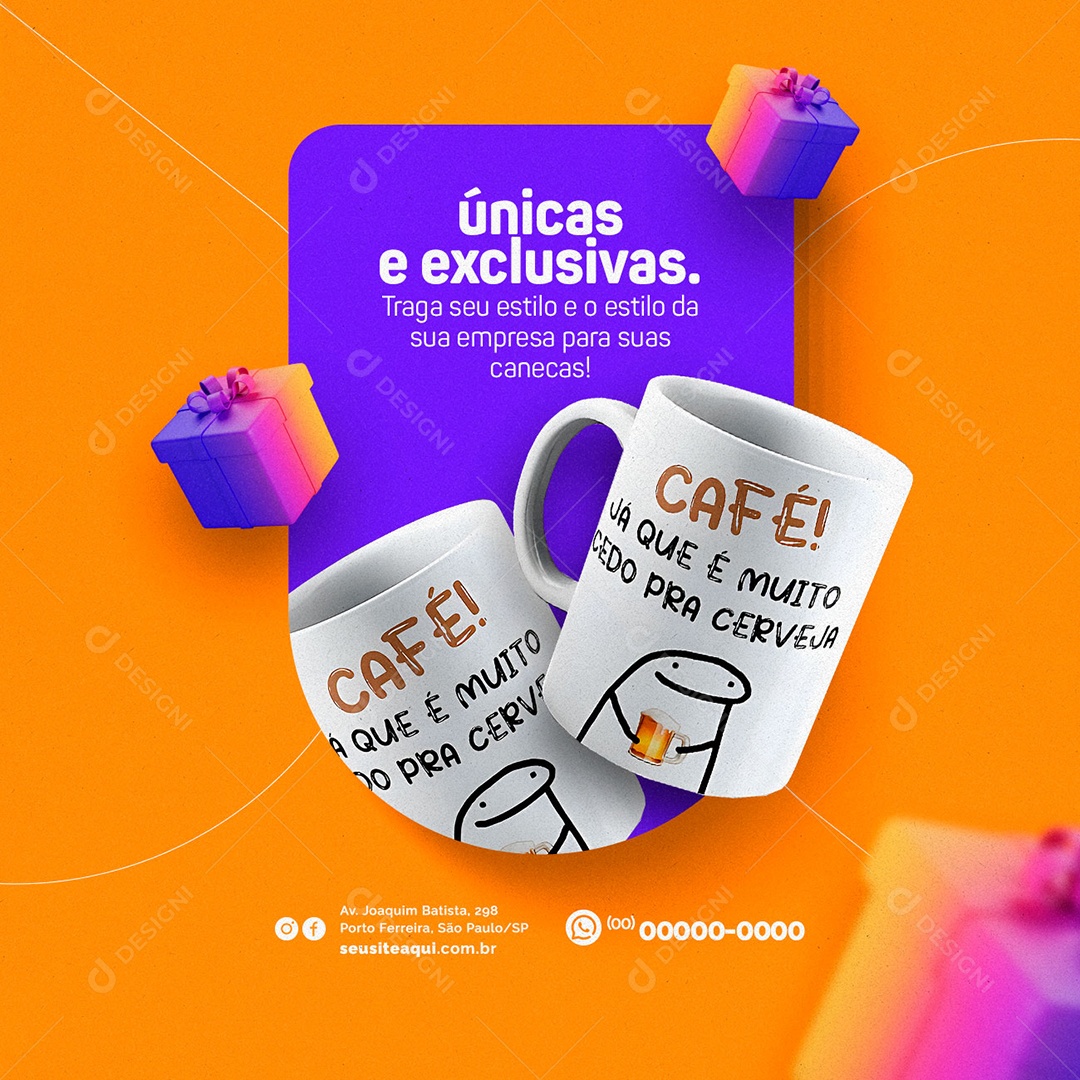 Únicas e Exclusivas Loja De Caneca Social Media PSD Editável