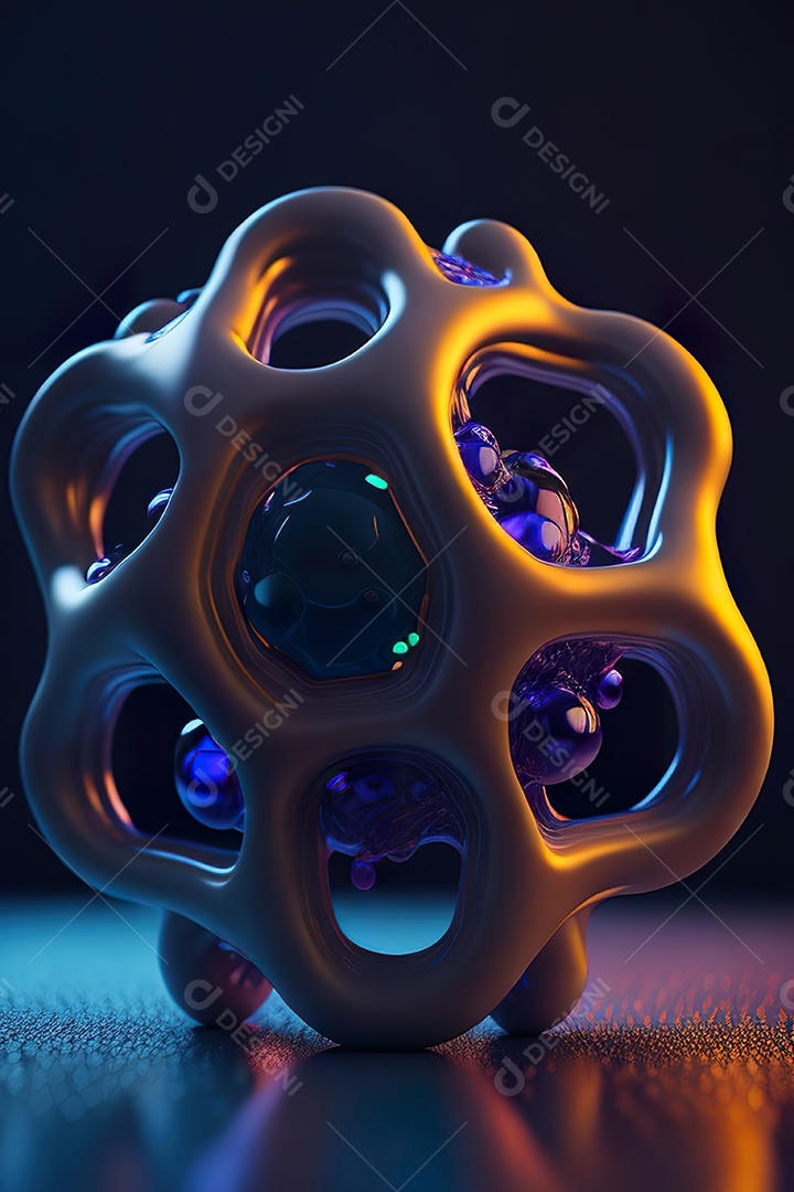 Molécula modelo colorido fundo hiperrea