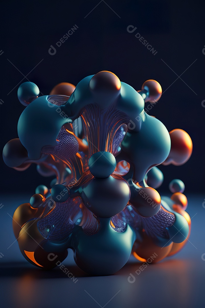 Molécula modelo colorido fundo hiperrea