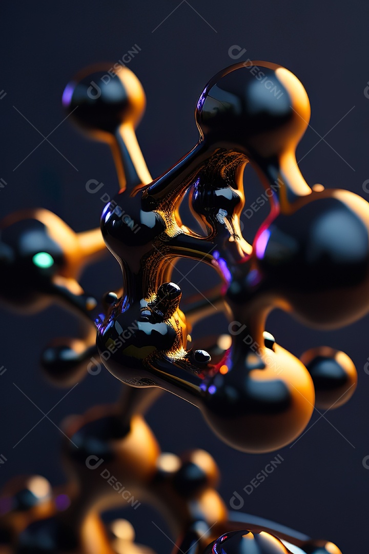 Molécula modelo colorido fundo hiperrea