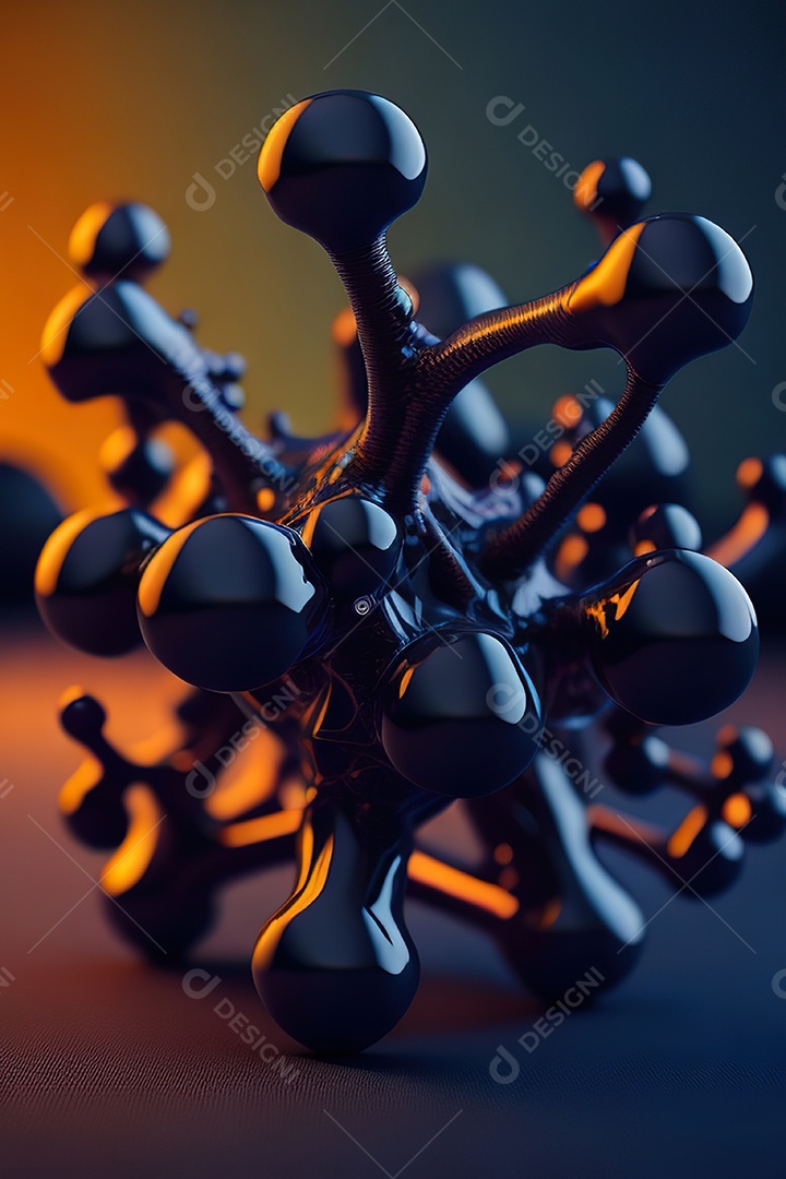 Molécula modelo colorido fundo hiperrea