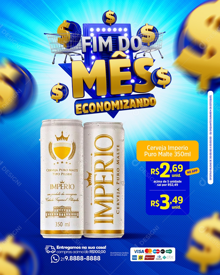 Feed Mês Economizando Cerveja Império Social Media PSD Editável