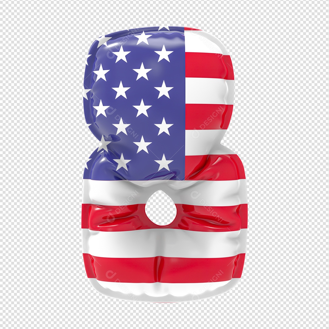 Balão Número 8 Bandeira Dos EUA  Elemento 3D Para Composição PSD