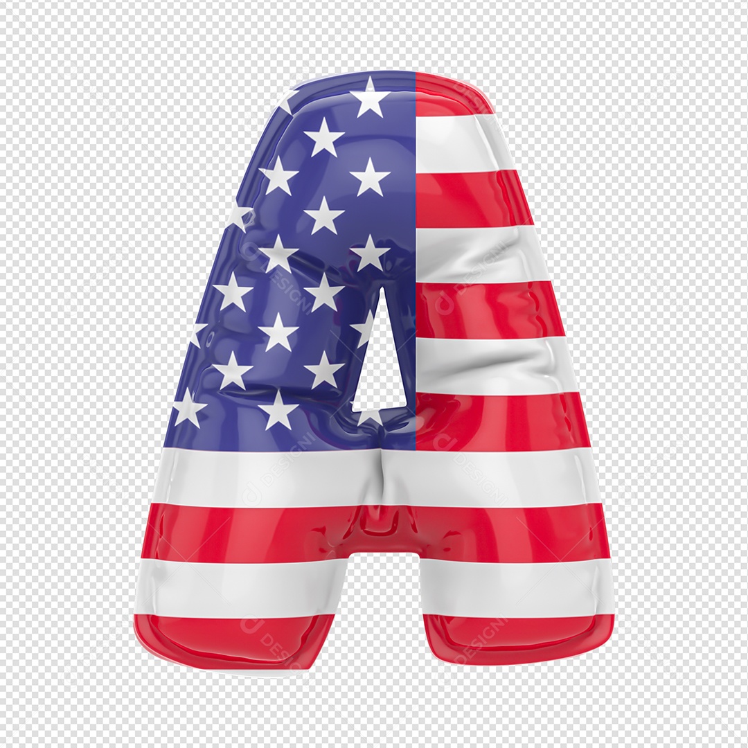 Balão Letra A Bandeira Dos Estados Unidos Elemento 3D Para Composição PSD