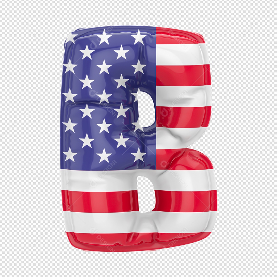 Balão Letra B Bandeira Dos Estados Unidos Elemento 3D Para Composição PSD