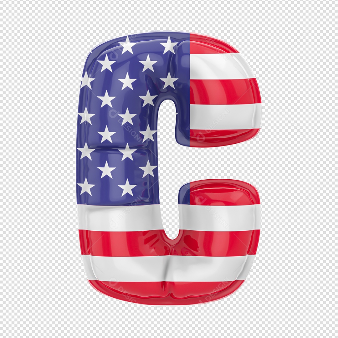 Balão Letra C Bandeira Dos Estados Unidos Elemento 3D Para Composição PSD