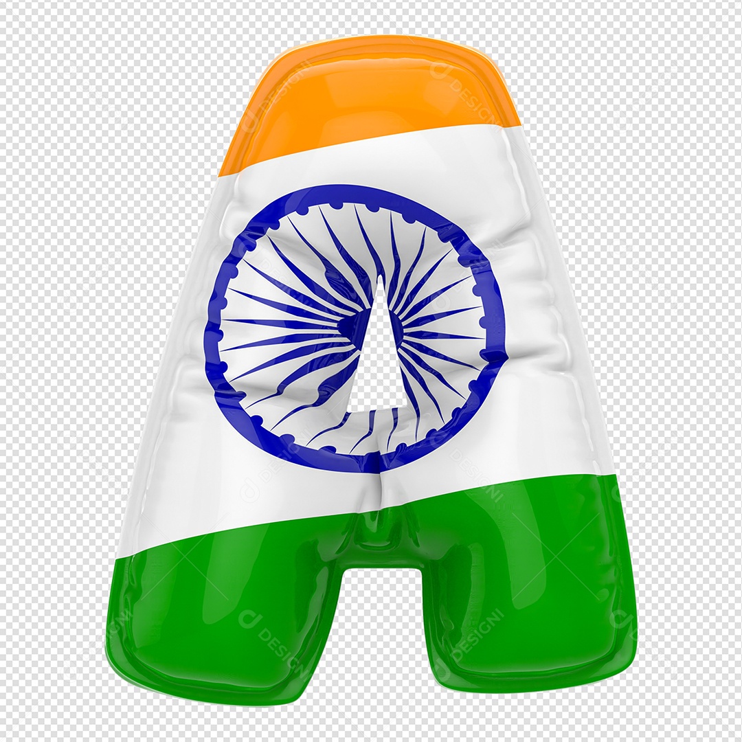 Balão Letra A Bandeira Índia Elemento 3D Para Composição PSD