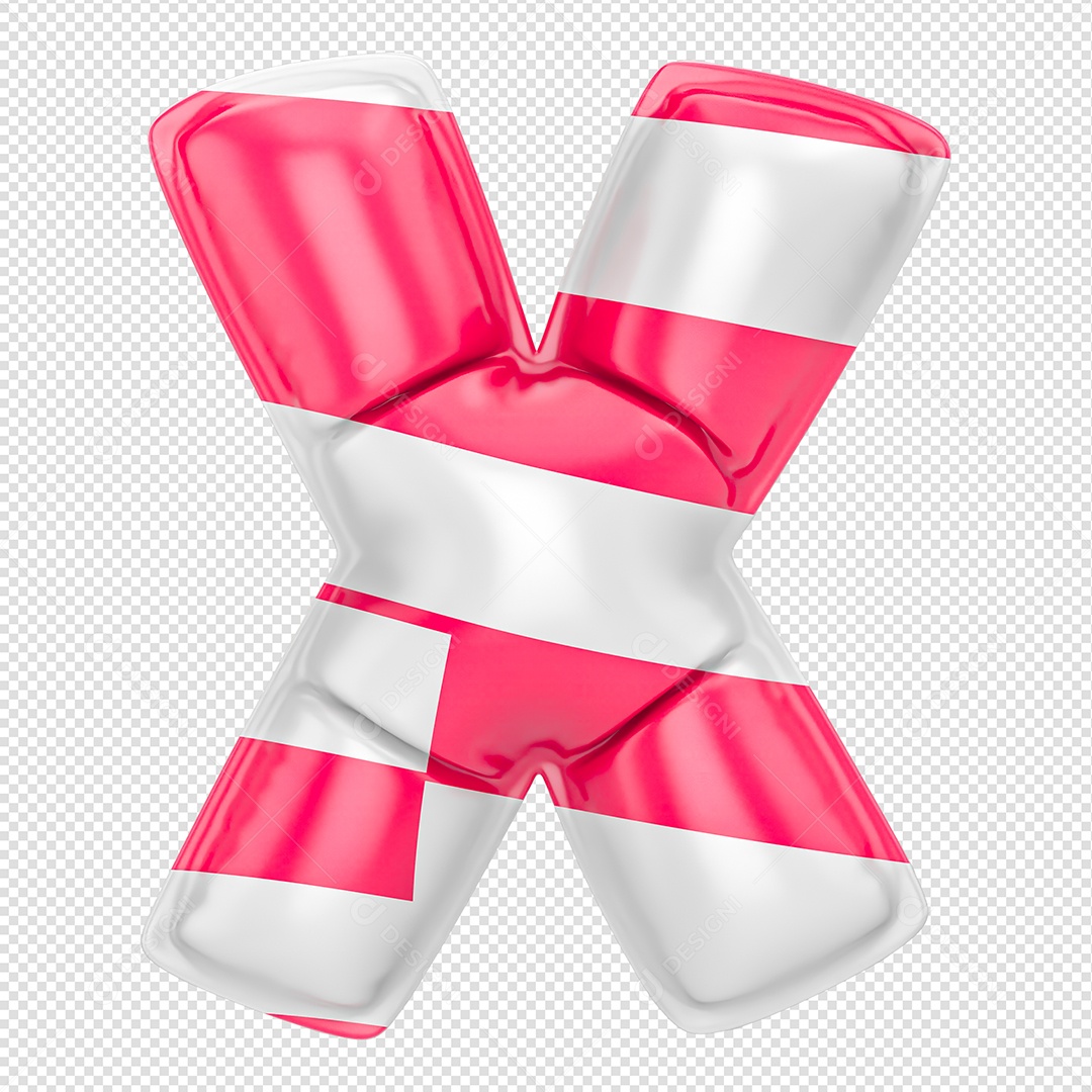 Balão Letra B Listrado Rosa Elemento 3D Para Composição PSD