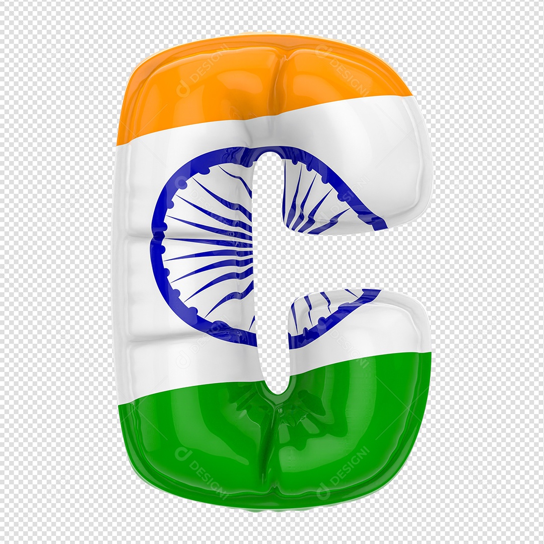 Balão Letra C Bandeira Da Índia Elemento 3D Para Composição PSD