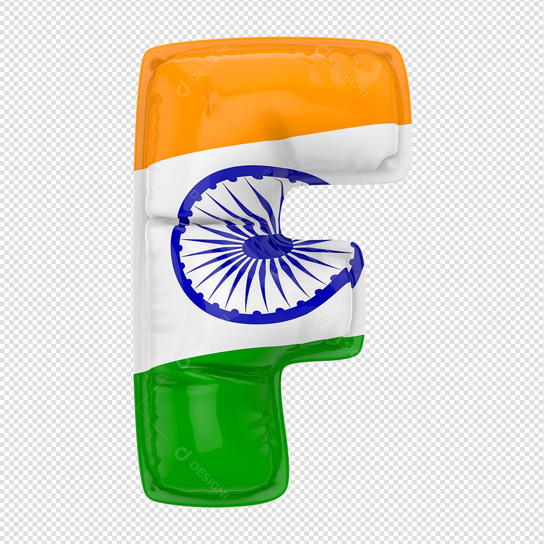 Balão Letra F Bandeira Da Índia Elemento 3D Para Composição PSD