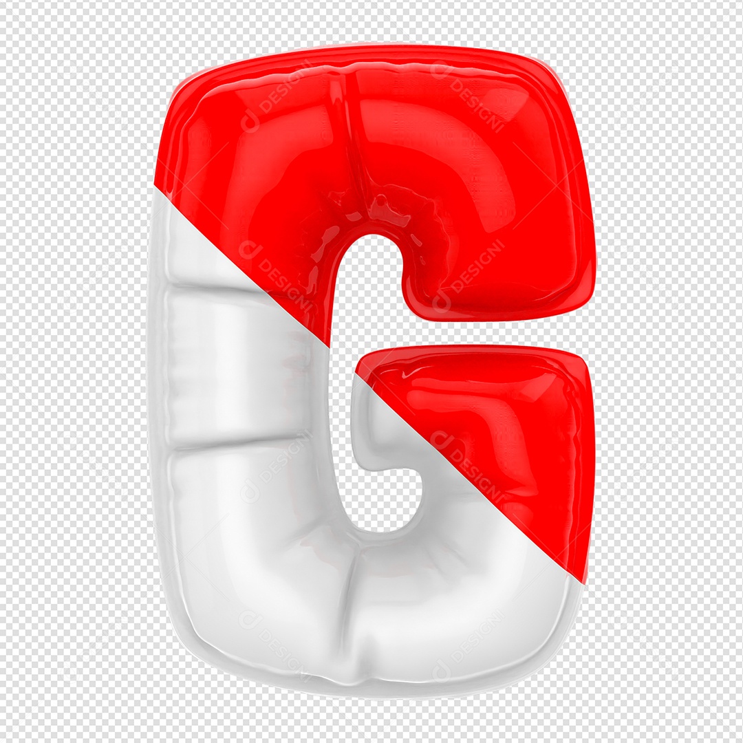 Balão Letra G Branco E Vermelho Elemento 3D Para Composição PSD