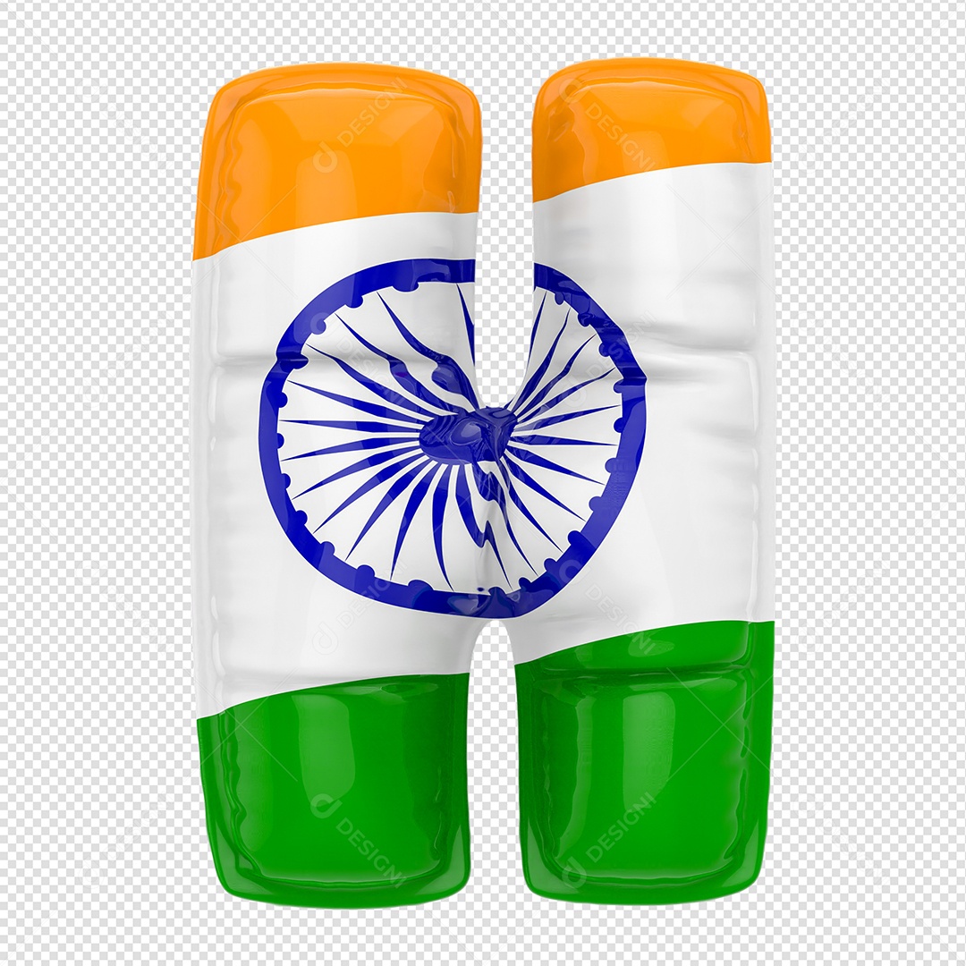 Balão Letra H Bandeira Da Índia Elemento 3D Para Composição PSD