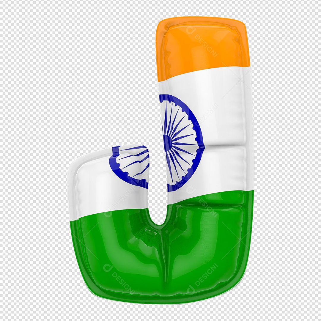 Balão Letra J Bandeira Da índia Elemento 3D Para Composição PSD