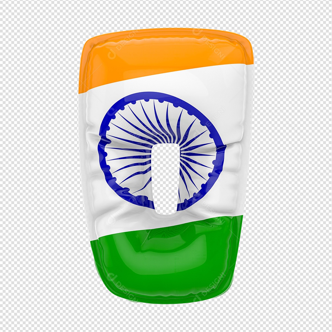 Balão Letra O Bandeira Da Índia Elemento 3D Para Composição PSD
