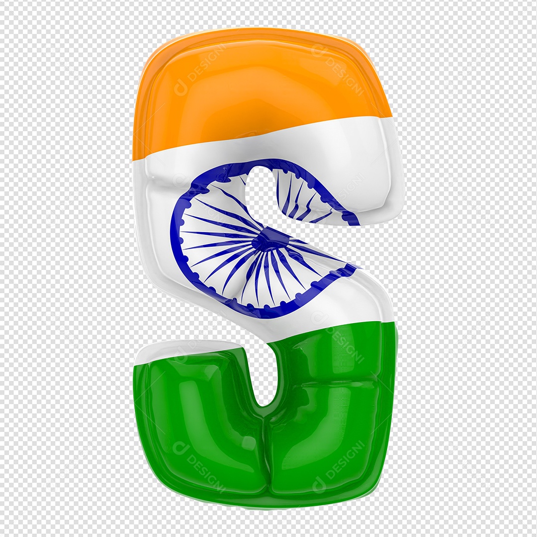 Balão Letra S Bandeira Da Índia Elemento 3D Para Composição PSD