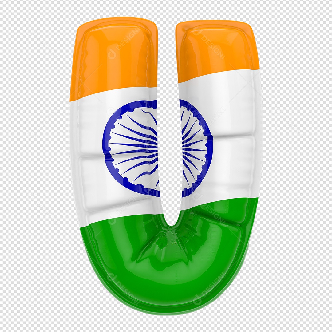 Balão Letra U Bandeira Da Índia Elemento 3D Para Composição PSD