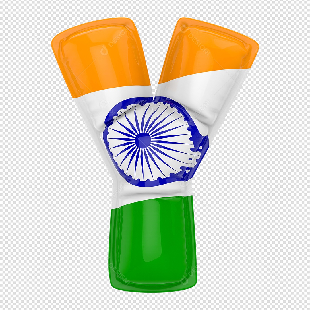 Balão Letra Y Bandeira Da Índia Elemento 3D Para Composição PSD