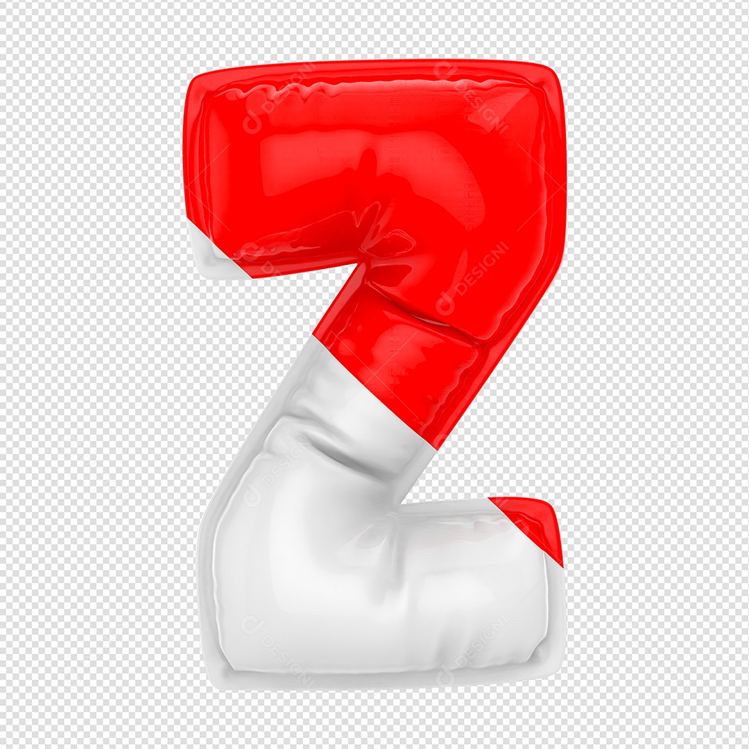 Balão Letra Z Branco E Vermelho Elemento 3D Para Composição PSD
