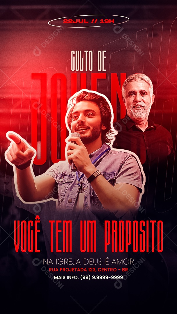 Flyer Story Culto De Jovem Você Tem Um Propósito Social Media PSD Editável