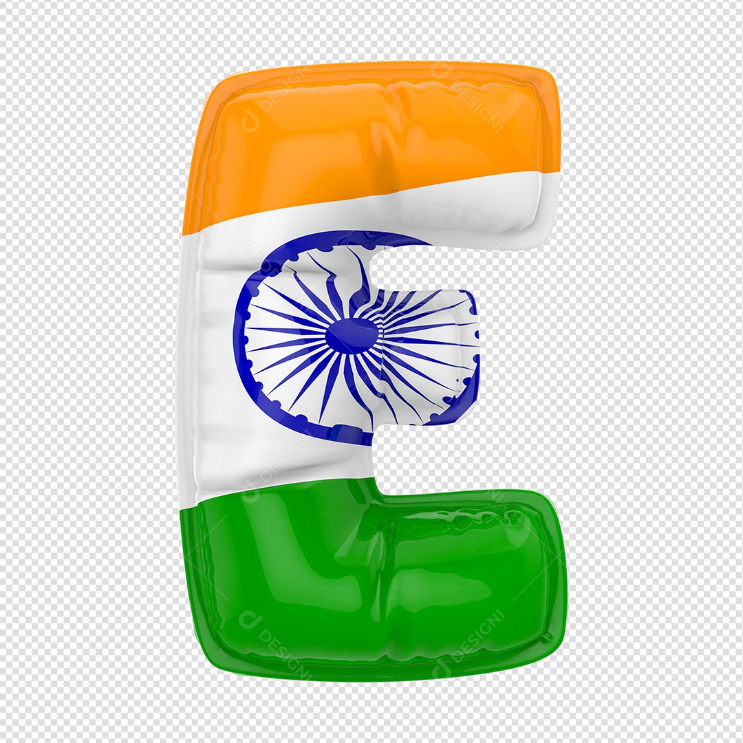 Balão Letra E Bandeira Da Índia Elemento 3D Para Composição PSD