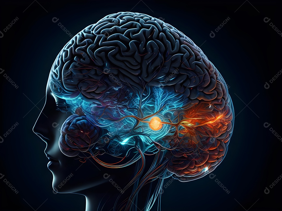 Cérebro humano na mente de ideia mental Conceito.