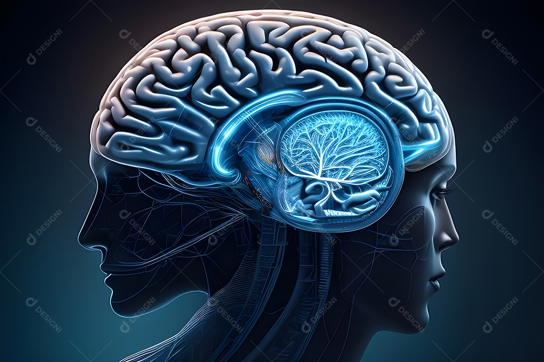 Cérebro humano na mente de ideia mental Conceito.