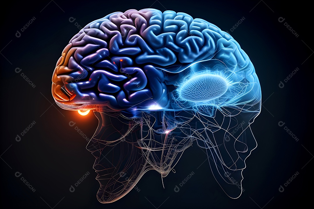 Cérebro humano na mente de ideia mental Conceito.