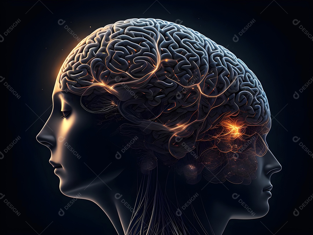 Cérebro humano na mente de ideia mental Conceito.