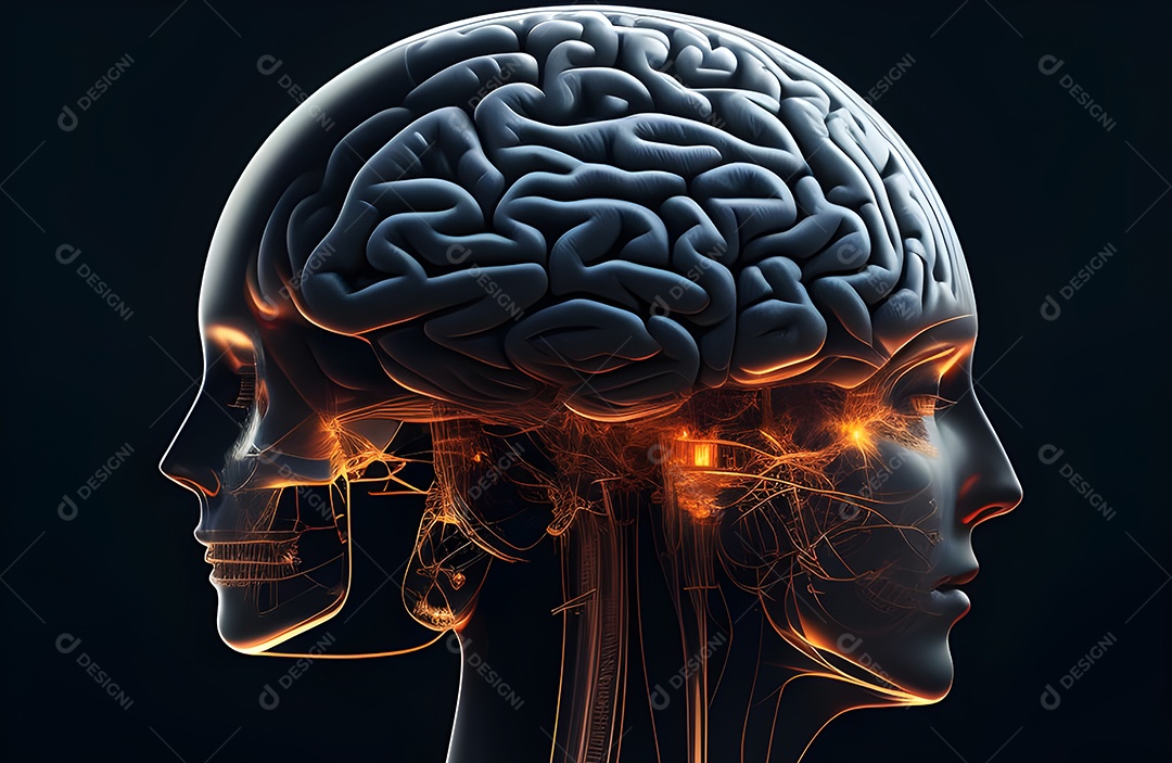 Cérebro humano na mente de ideia mental Conceito.