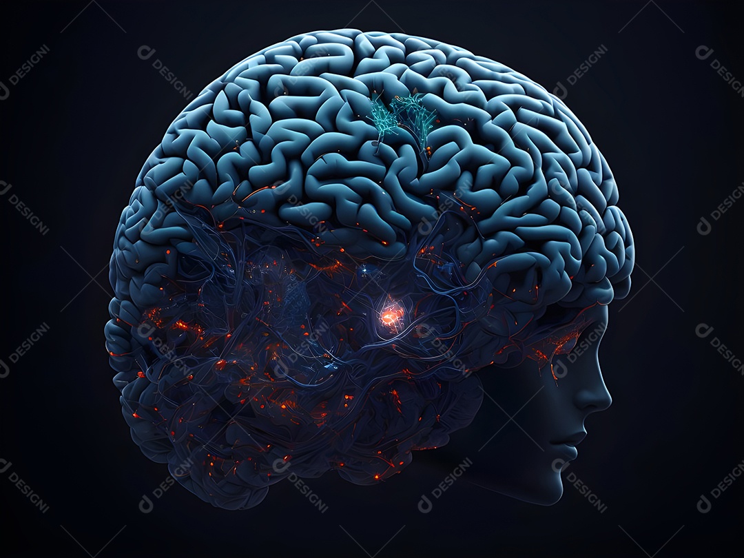 Cérebro humano na mente de ideia mental Conceito.