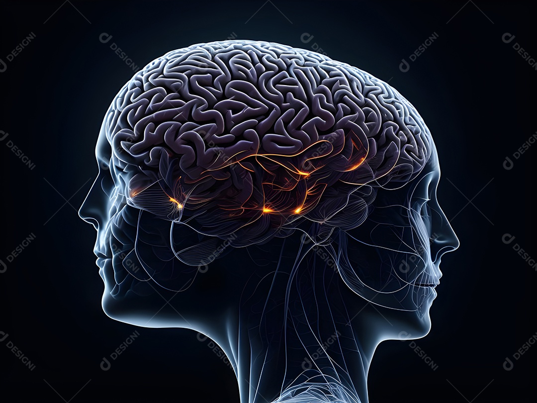 Cérebro humano na mente de ideia mental Conceito.