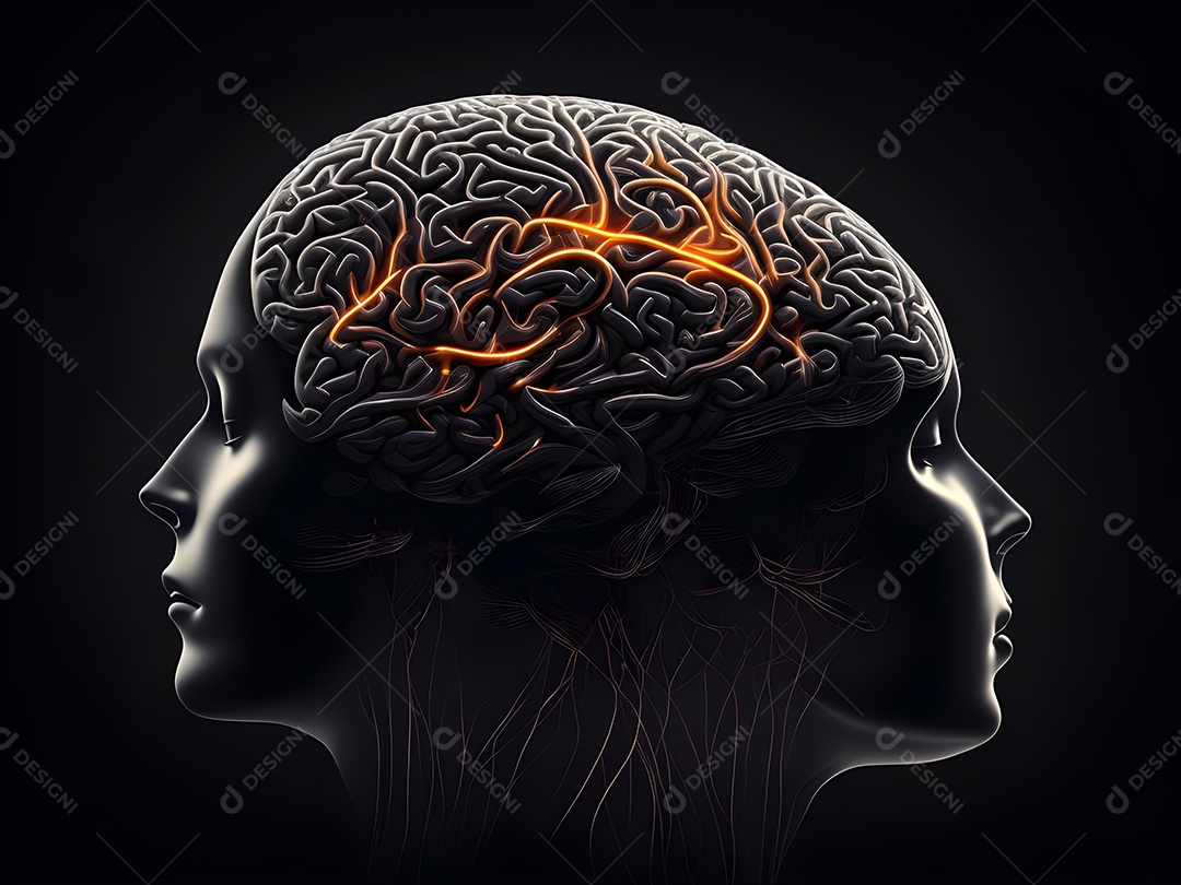 Cérebro humano na mente de ideia mental Conceito.