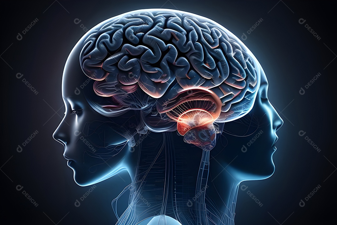 Cérebro humano na mente de ideia mental Conceito.