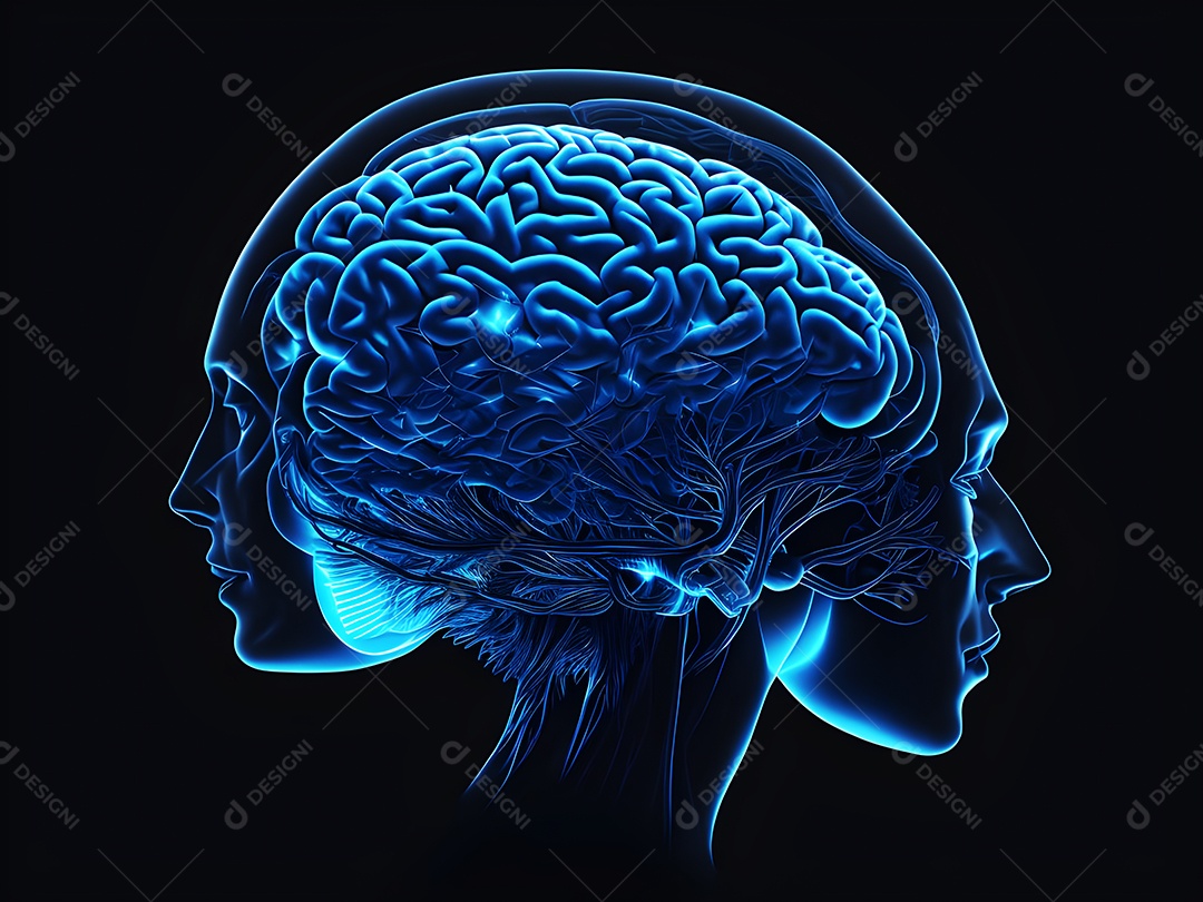 Cérebro humano na mente de ideia mental Conceito. Inteligência Artificial, neuronets. Dados grandes do cérebro digital.