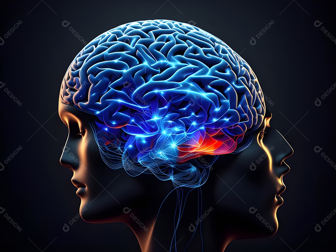 Cérebro humano na mente de ideia mental Conceito. Inteligência Artificial, neuronets. Dados grandes do cérebro digital.