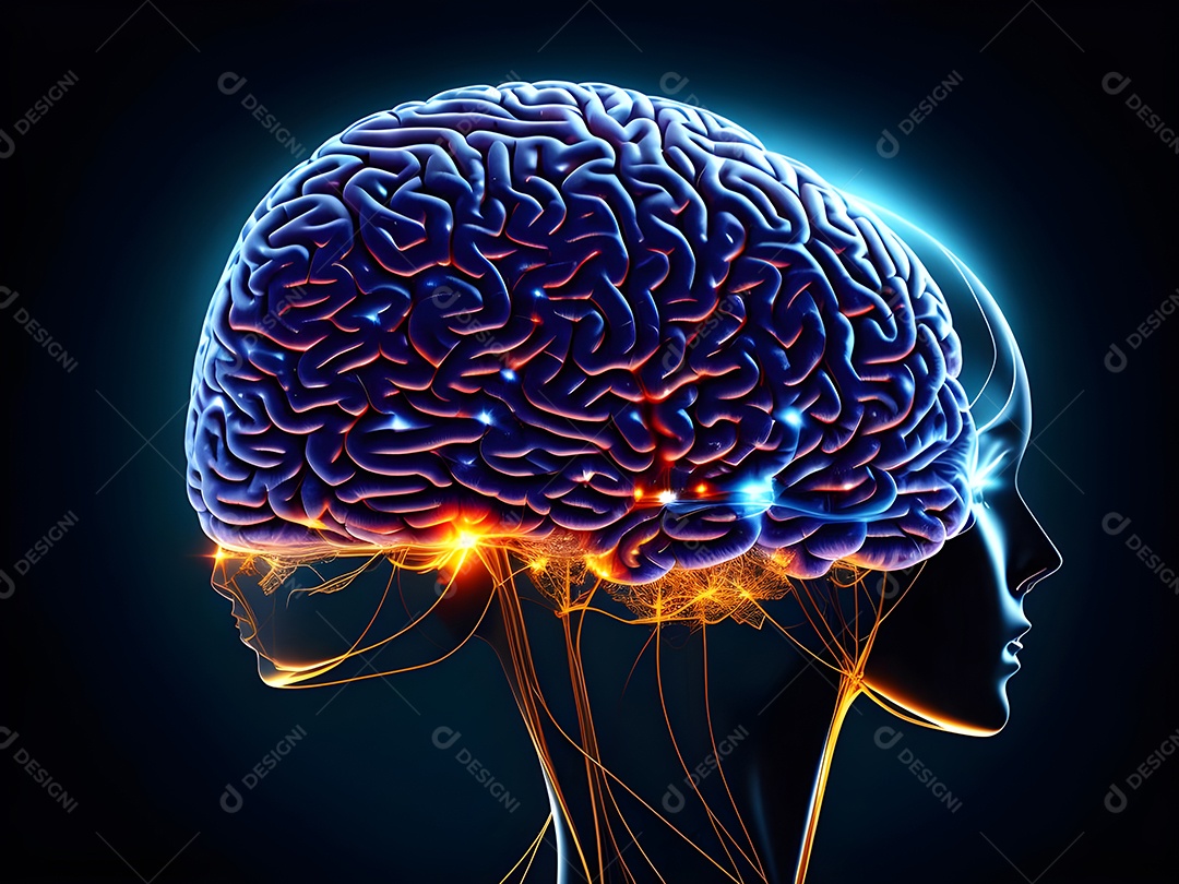 Cérebro humano na mente de ideia mental Conceito. Inteligência Artificial, neuronets. Dados grandes do cérebro digital.