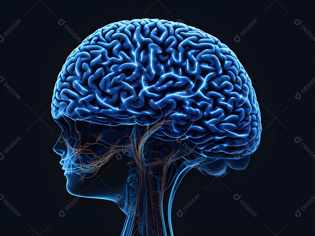 Cérebro humano na mente de ideia mental Conceito. Inteligência Artificial, neuronets. Dados grandes do cérebro digital.