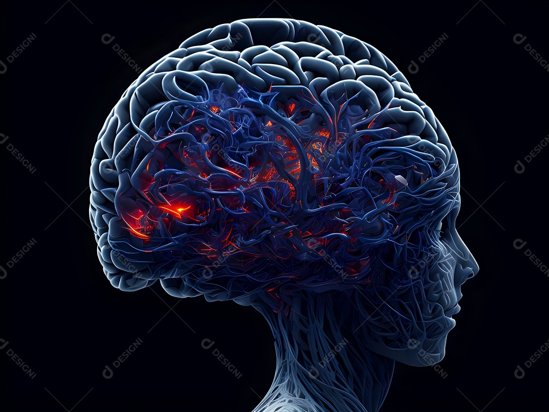 Cérebro humano na mente de ideia mental Conceito. Inteligência Artificial, neuronets. Dados grandes do cérebro digital.