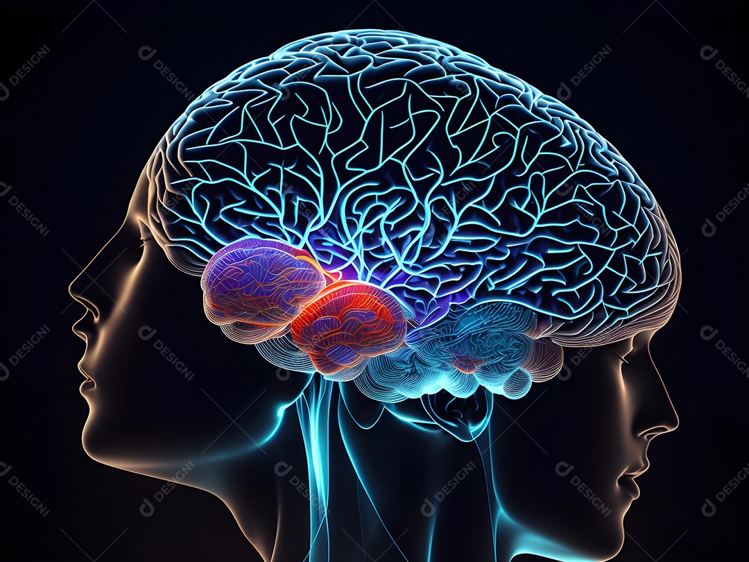 Cérebro humano na mente de ideia mental Conceito. Inteligência Artificial, neuronets. Dados grandes do cérebro digital.