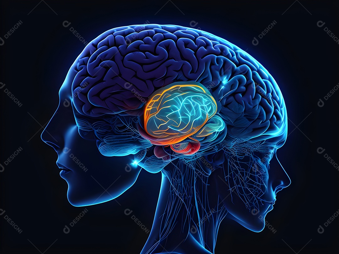 Cérebro humano na mente de ideia mental Conceito. Inteligência Artificial, neuronets. Dados grandes do cérebro digital.