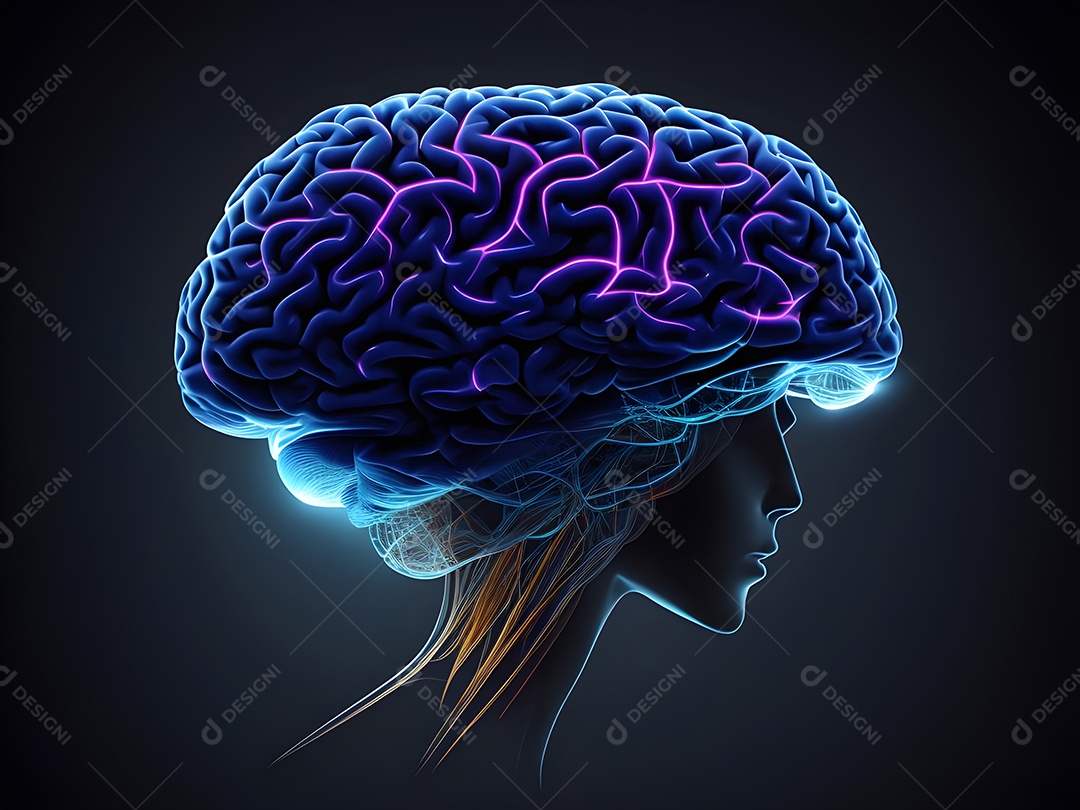 Cérebro humano na mente de ideia mental Conceito. Inteligência Artificial, neuronets. Dados grandes do cérebro digital.