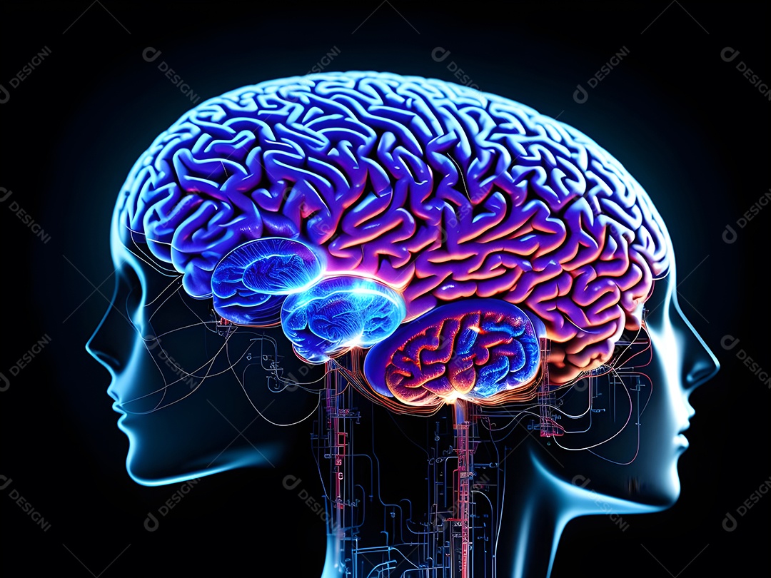 Cérebro humano na mente de ideia mental Conceito. Inteligência Artificial, neuronets. Dados grandes do cérebro digital.