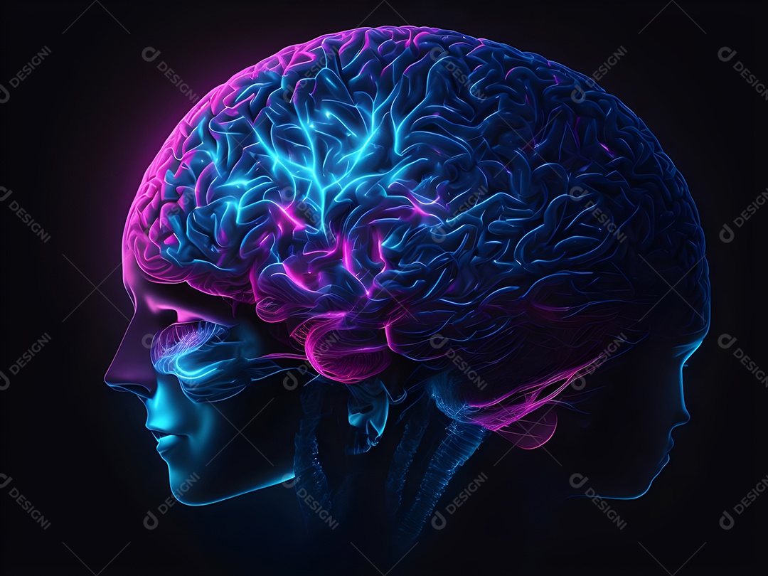 Cérebro humano na mente de ideia mental Conceito. Inteligência Artificial, neuronets. Dados grandes do cérebro digital.