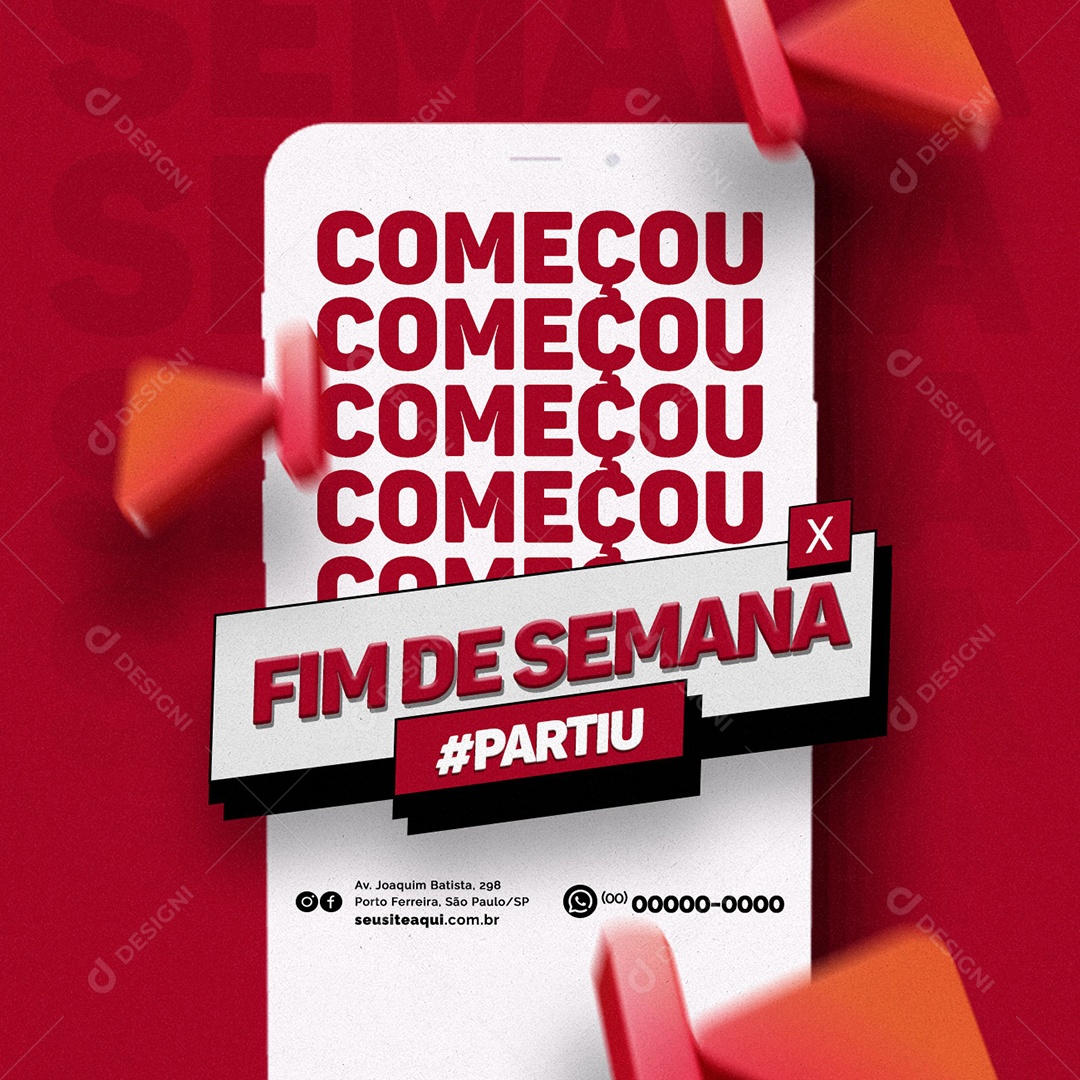 Começou Fim De Semana Partiu Social Media PSD Editável